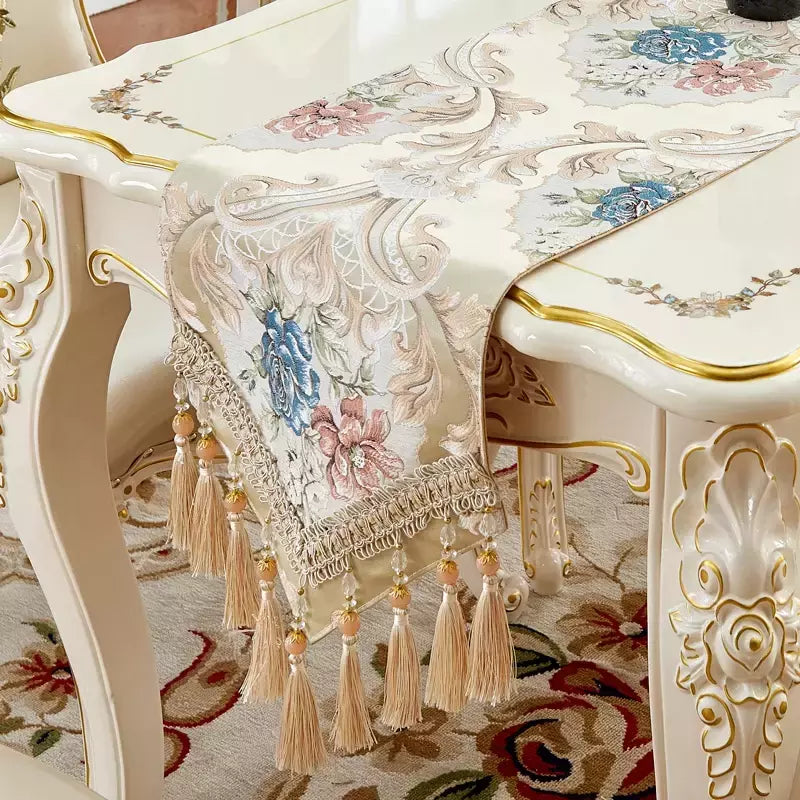 Toalha De Mesa Floral Bordada, Corredor De Mesa De Luxo Europeu, Placemats De Jantar Jacquard, Corredores De Café Em Casa