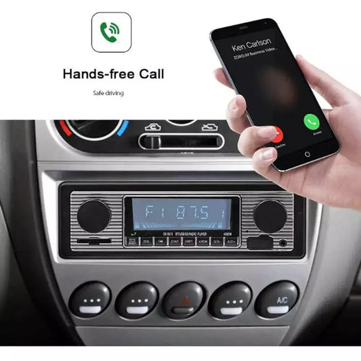 Rádio automotivo 1 din, bluetooth, áudio estéreo, vintage, sem fio, mp3, reprodutor multimídia, aux, usb, fm, 12v, reprodutor de áudio estéreo