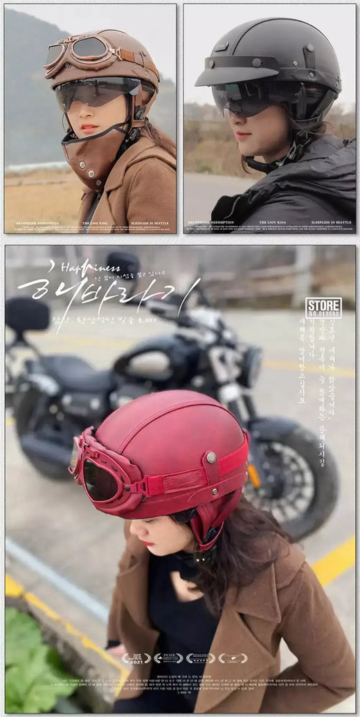Retro capacete da motocicleta dot certificação moto capacete das mulheres dos homens meio capacete lente hd casco quatro estações equitação scooter capacetes