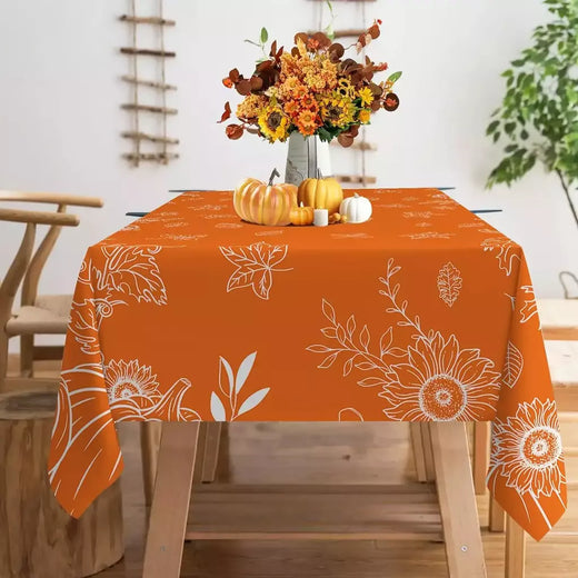 Toalha de mesa retangular de abóboras laranja, decoração de festa, colheita de outono, à prova d'água, toalha de mesa de cozinha, decorações de ação de graças