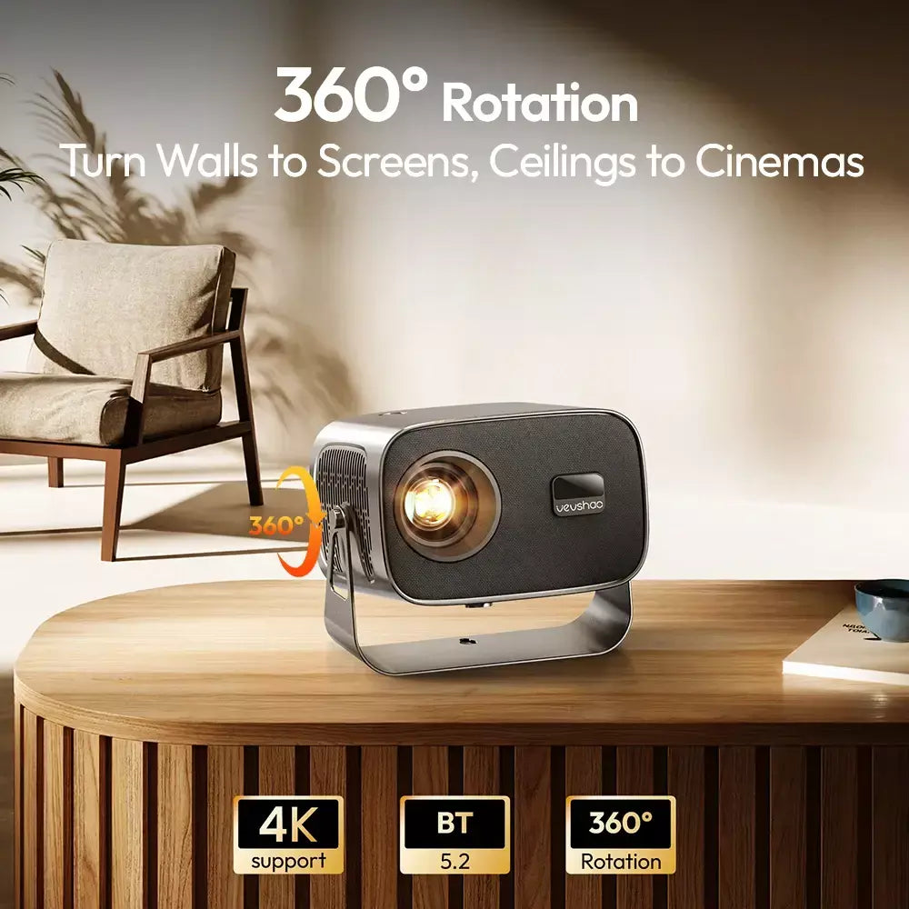 Vevshao a12 projetor mini portátil led vídeo android 13.0 wifi 6 espelho smartphone para 1080p 4k vídeo projetor de cinema em casa