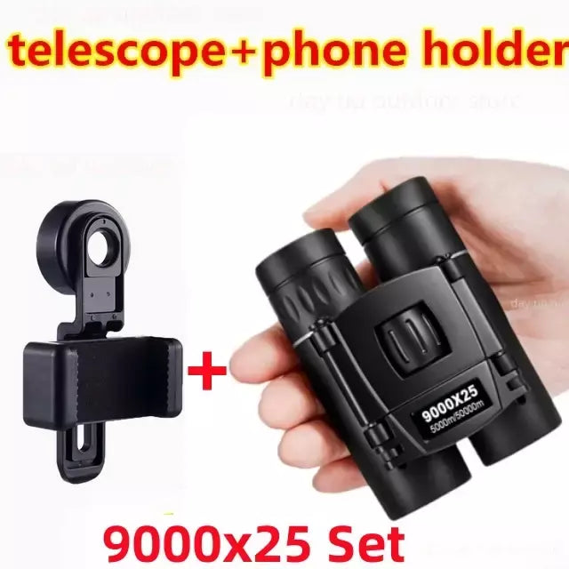 9000x25 hd zoom portátil poderoso binóculos de longo alcance bak4 telescópio jumelles dobrável bak4 binóculos para caça acampamento