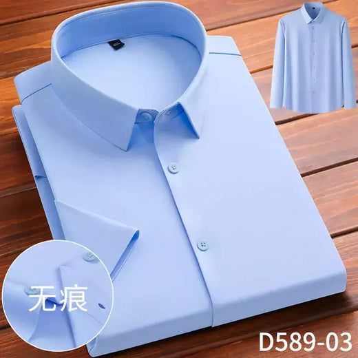 Camisa de spandex fina de manga comprida masculina, manga curta, elástica alta