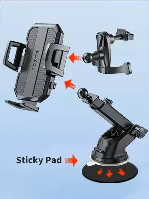 Suporte de telefone para carro 3 em 1, suporte de sucção poderosa para painel de carro, ventilação de ar, para-brisa para todos os telefones iPhone Android