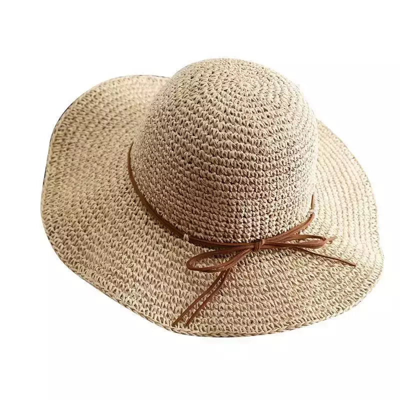 Chapéus de praia Adultos Feminino Sunscreen Cap Mulheres Simples Chapéus de Palha Verão Chapéus de Sol para Mulheres Lady Folding Bow Travel Caps Feminino