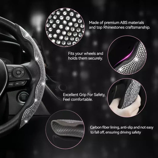 2 pçs diamante capa de volante do carro impulsionador antiderrapante cristal strass espumante para mulheres menina acessórios interiores do carro