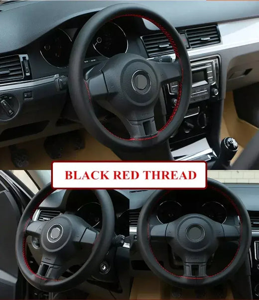Soft Fiber Couro Volante Cobre, Trança Universal, Volante de Carro com Agulhas e Rosca, Acessórios Interiores, DIY, 1Pc