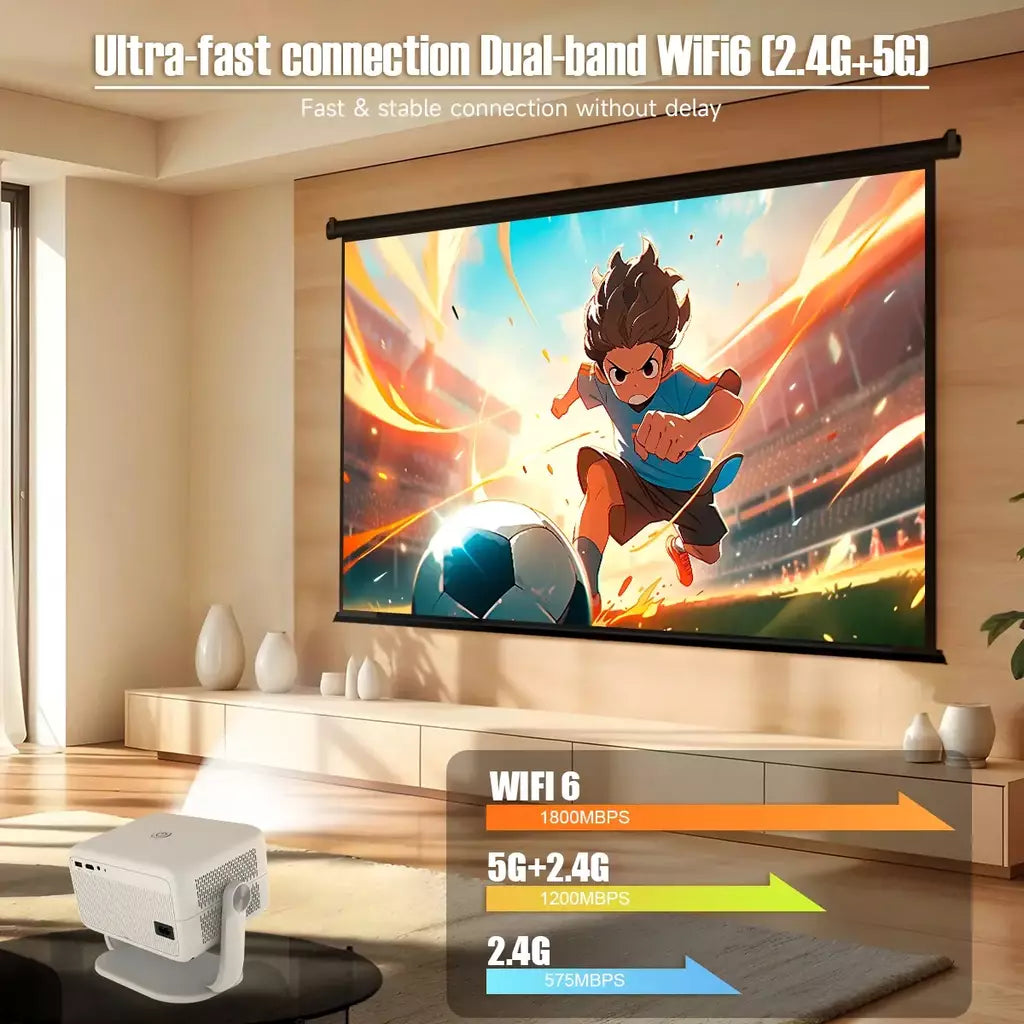 Magcubic L018 4K 650ANSI Projetor Portátil Nativo 1080P Foco Automático Correção Keystone Android 11 BT5.2 WIFI6 360 ° Cinema em casa