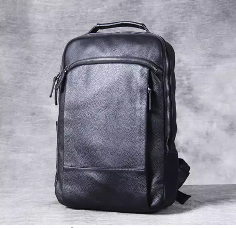 Mochila de couro genuíno para homens, cavalo louco vintage mochila para laptop grande mochila diária mochila de viagem mochila para caminhadas