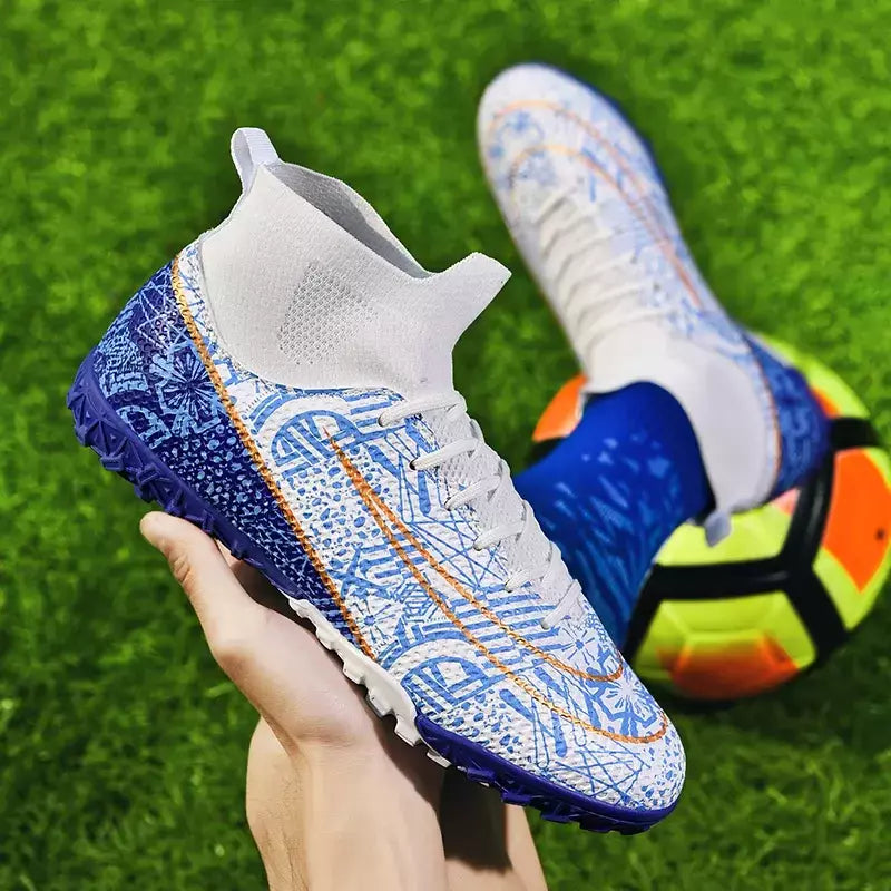 Botas de futebol masculinas longas, grama artificial, tênis de futsal, esportes ao ar livre, crianças, tênis de futebol para meninos, original, sociedade