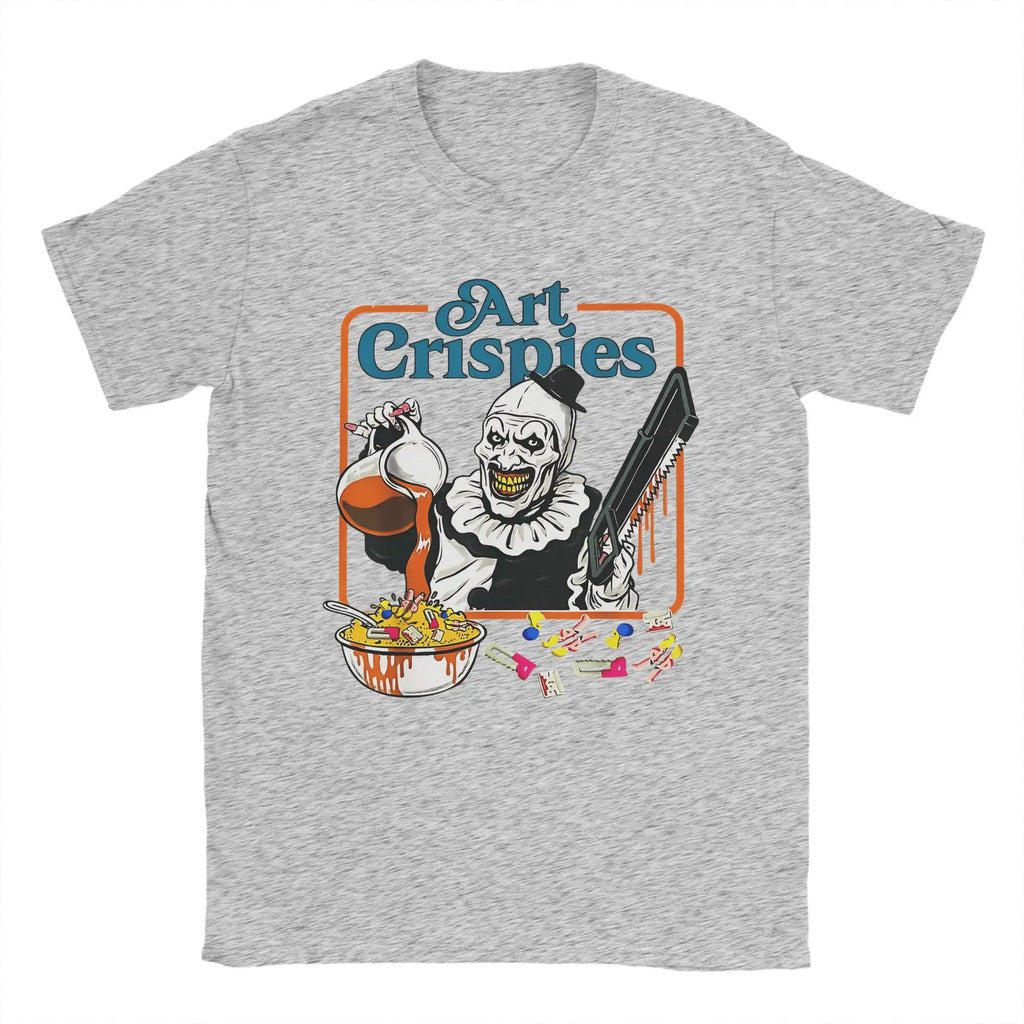 Arte Crispies Terrifier Horror Halloween Filme Homens Camiseta Incrível Camisetas Manga Curta O Pescoço Camisetas 100% Algodão 6XL Tops