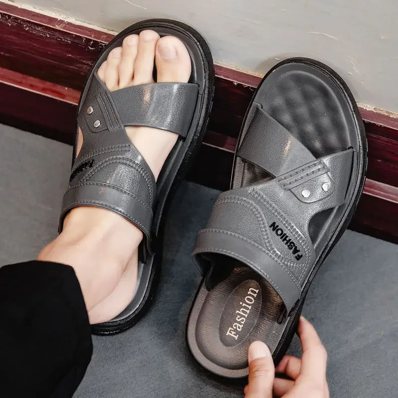 Sandálias impermeáveis de base grossa masculina, resistente ao desgaste, fundo macio, sapatos de praia antiderrapantes, chinelos casuais, 2 wear, verão, novo, 2022