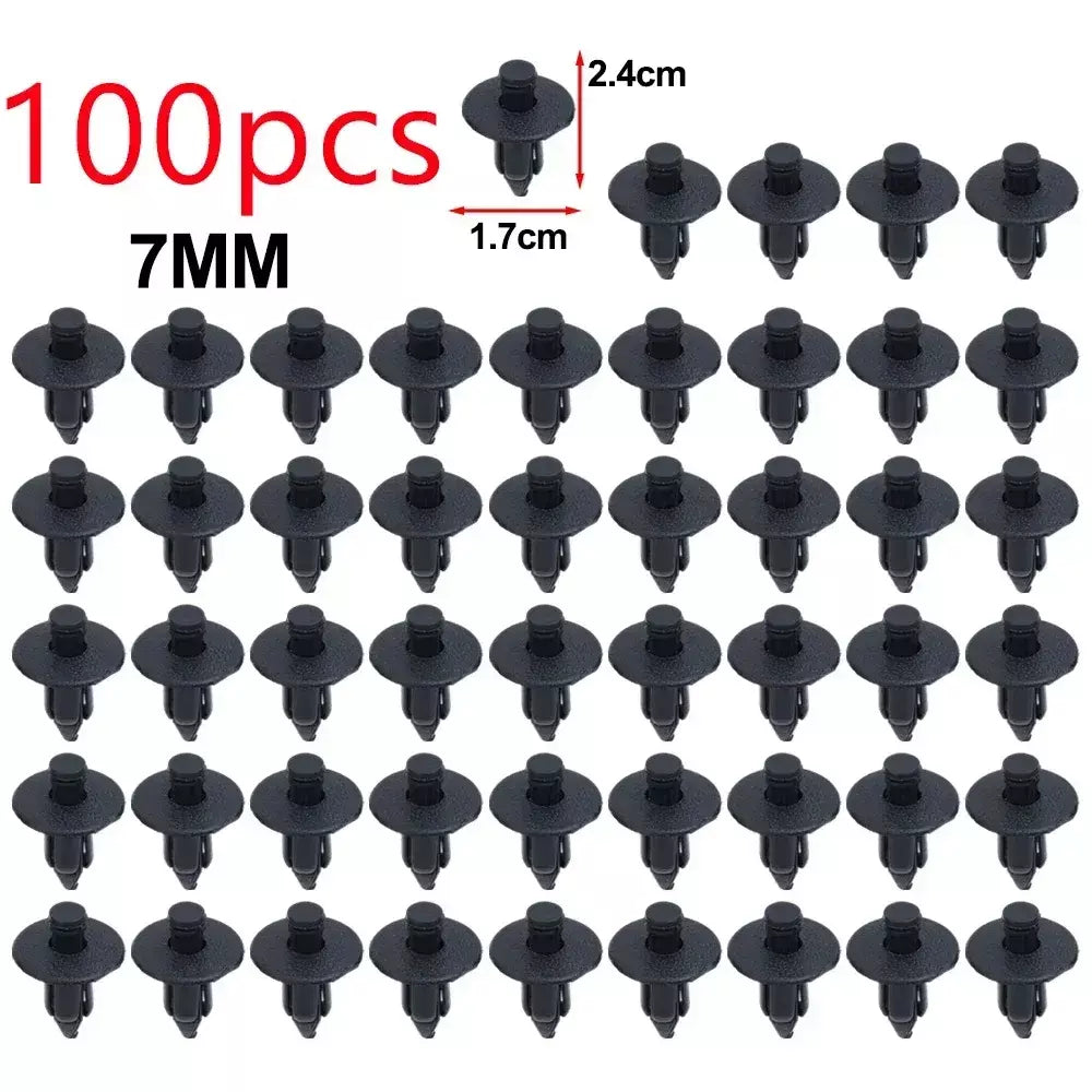 Auto grampos do prendedor para o carro, rebite plástico da carenagem, painel de ajuste, pino misto, interior, 6mm, 7mm, 8mm, 100 Pcs, 50Pcs
