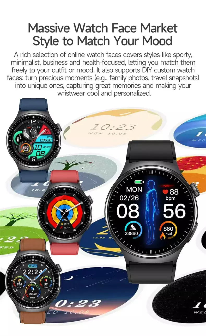 2026 novo relógio inteligente masculino feminino exame micro-físico ecg + ppg oxigênio no sangue ácido úrico pressão arterial safira smartwatch masculino
