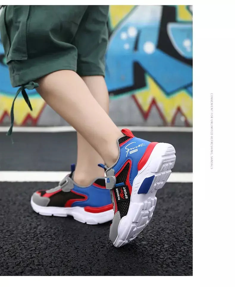 Única rede crianças sapatos meninos tênis verão respirável superfície antiderrapante meninas tênis casuais esportes correndo sapatos ao ar livre