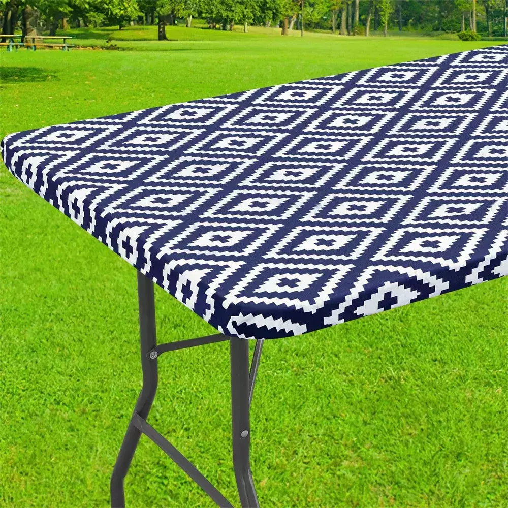 Olanly Retângulo Toalha De Mesa De Vinil, Elástica Cabido Toalha De Mesa, Capas De Plástico Impermeável, Dobre Mesas, Piquenique, Camping, Ao Ar Livre