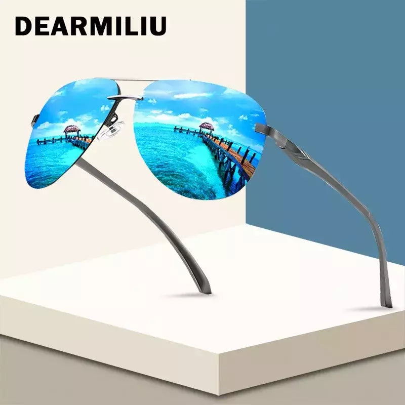 DEARMILIU-Óculos de sol de aviação para homens e mulheres, armação, motorista clássico, revestimento polarizado, óculos espelho, A143, 2022