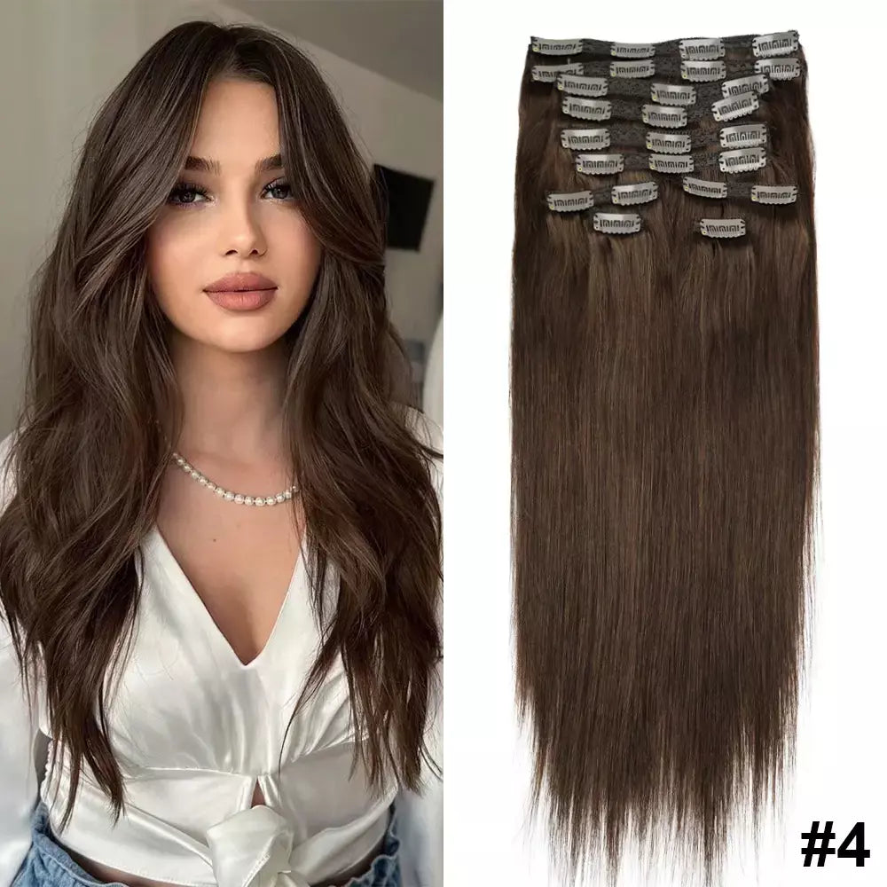 Doreen 160g 200g 240g série de volume máquina brasileira remy clipe reto em extensões de cabelo humano cabeça cheia 10 pçs 16 a 24 Polegada