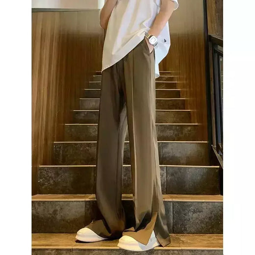 Calças largas retas para homens, terno masculino, calça preta, spandex clássico, desgaste do trabalho, roupas de alfaiataria, oferta chinesa