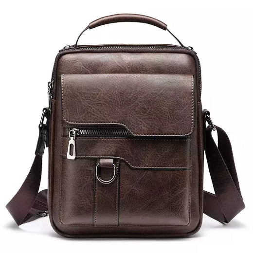Bolsa de Ombro de Couro PU para Homens, Bolsas Crossbody, Business Flap, Mala Mensageiro Sólida Masculina, Bolsa de Viagem para iPad, 9.7 ", Brand