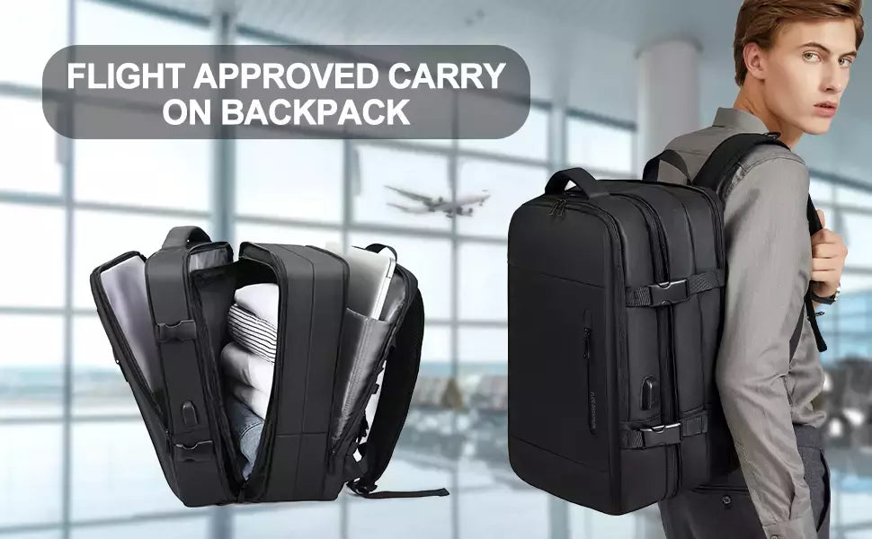 Mochilas expansíveis impermeáveis para homens Likros, grande capacidade, mochila de viagem de negócios, Weekend Laptop Bag, Carry on