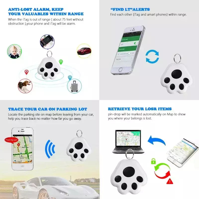 Mini rastreador gps de garra de cachorro para cães, gatos, crianças, idosos, dispositivo anti-perda, localizador, coleira de animais de estimação, rastreamento de chave