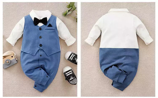 0-18m roupas para recém-nascidos cavalheiro bonito terno de festa formal algodão confortável macio primavera e outono manga comprida bodysuit do bebê