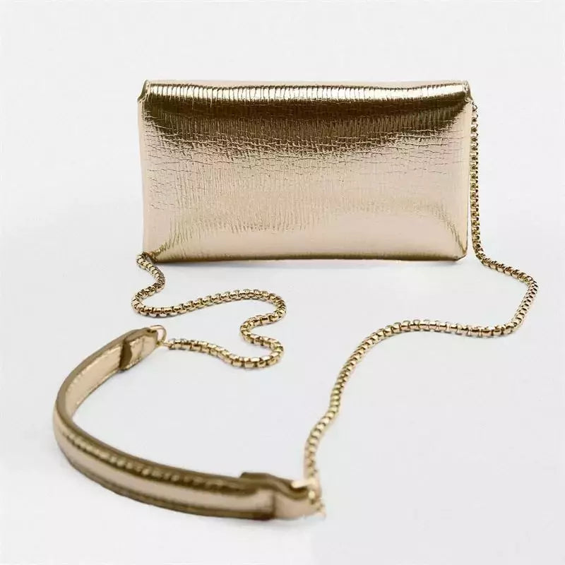 Bolsa de ombro única para mulheres, bolsa quadrada pequena, bolsa crossbody, bolsas prateadas, mini corrente, envelope, elegante