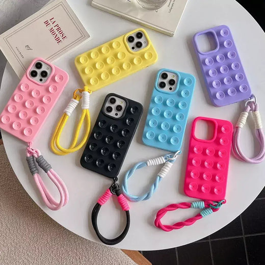 Ventosa capa de telefone de silicone macio para iphone 16 pro max 13 14 11 12 15 pro max 16 plus antiderrapante à prova de choque capa de cor doce