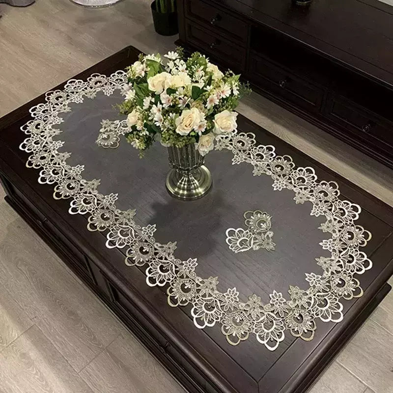 Toalha De Mesa Oval Bordada Europeia, Capa De Mesa De Renda, Toalha De Mesa De Chá, Gabinete De TV, Tampas Modernas para Decoração De Casa