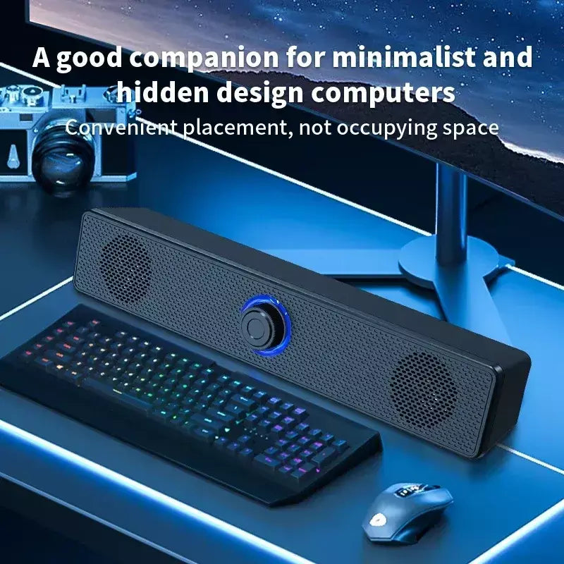 Barra de som para pc, com fio e sem fio, bluetooth, alimentado por usb, para tv, pc, laptop, jogos, home theater, sistema de áudio surround