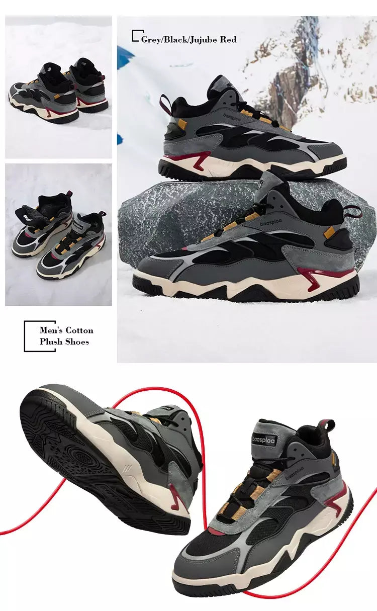 Baasploa inverno homens tênis de couro moda casual à prova dwaterproof água sapatos esportivos para homem de pelúcia quente masculino tênis antiderrapante ao ar livre