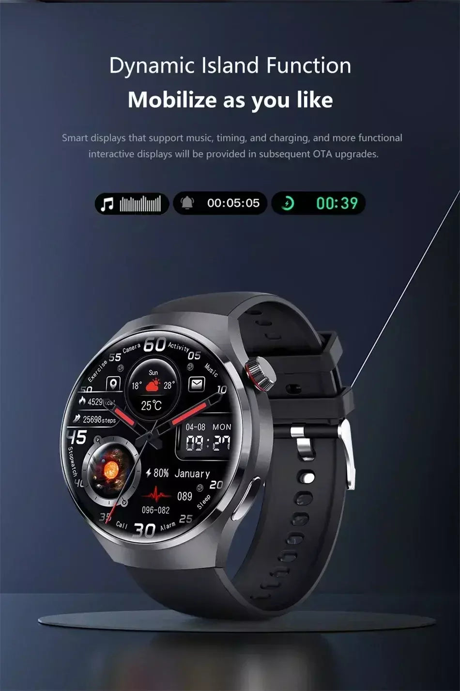 Xiaomi para pro relógio inteligente masculino 4 pro amoled tela hd bluetooth chamada gps nfc freqüência cardíaca açúcar no sangue smartwatch 2024 novo