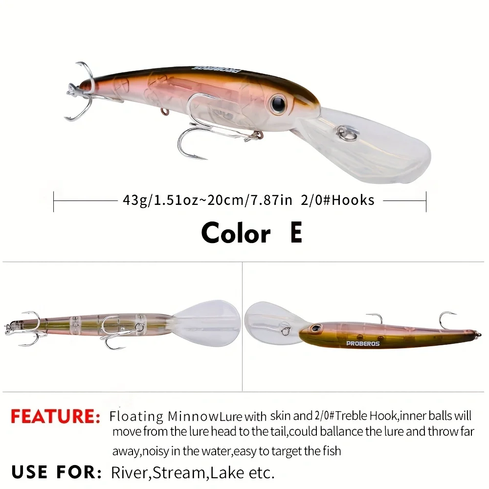 Isca de pesca flutuante de 20cm com ganchos, isca artificial realista para pesca em água doce e salgada, 1 peça