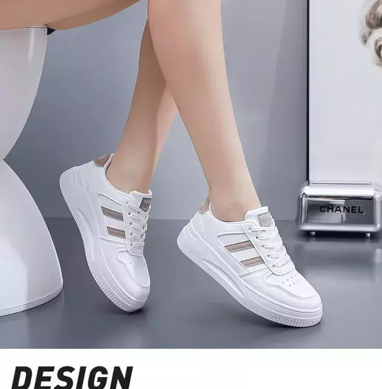 Calçado esportivo casual resistente ao desgaste para mulheres, tênis feminino respirável, sapatos brancos simples para senhora, novo, 2024