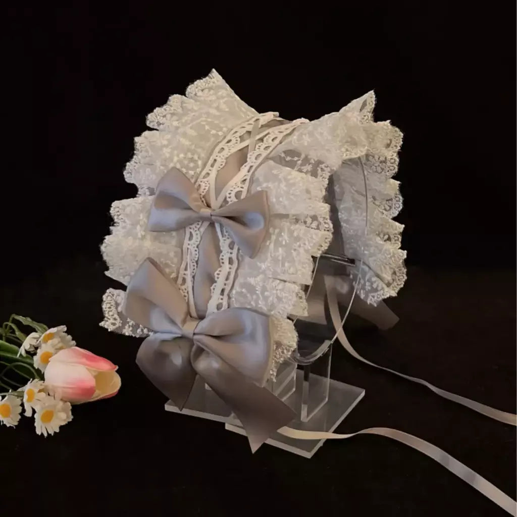 Laço japonês fita Lolita cocar, orelhas na cabeça bandana, empregada anime cosplay acessórios para o cabelo, 2024