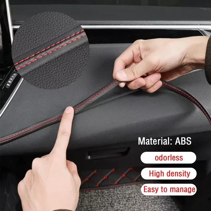 Tiras de couro PU Woven Trim, Adesivos de proteção do carro para porta e painel, Moldagem auto-adesiva, Tiras interiores DIY