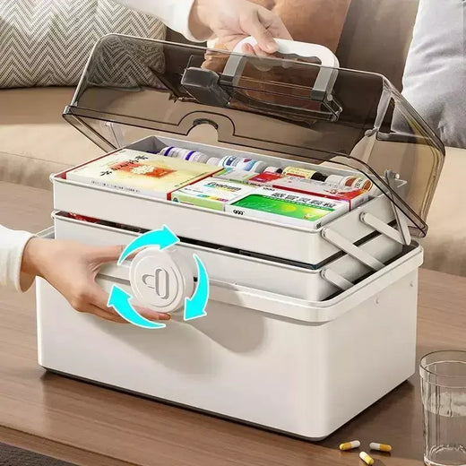 1pc branco caixa de medicina de grande capacidade para armazenamento de medicina em casa classificação multi camada caixa de medicina em casa
