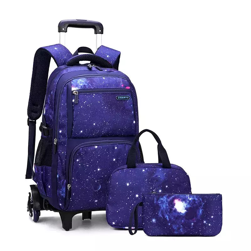 Mochila escolar com rodas para crianças, Mochila de rolamento para menino, Mochila escolar com rodas, Mochila de bagagem de mão, 6 rodas