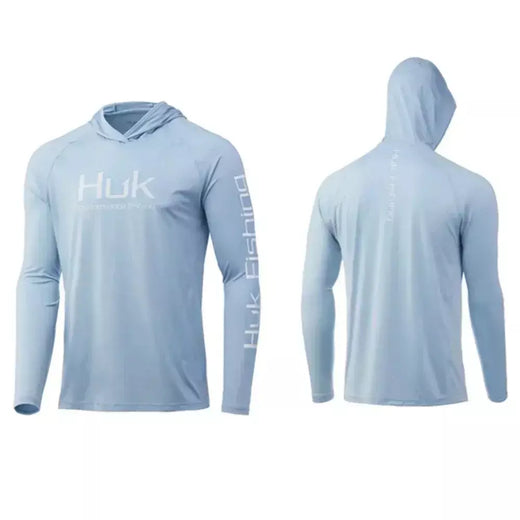 Huk vestuário de pesca roupas masculinas manga longa camiseta de pesca proteção solar uv respirável com capuz pesca