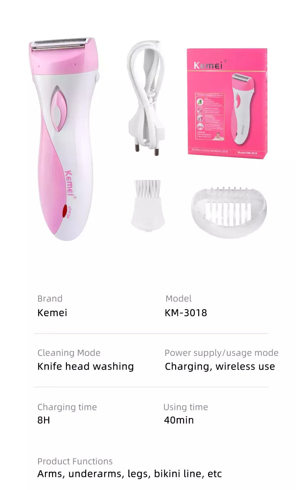 Kemei-3018 Women Shaver Wool Device Knife Electric Shaver Depilador De Lã Para Lady Shaver Female Care KM-3018