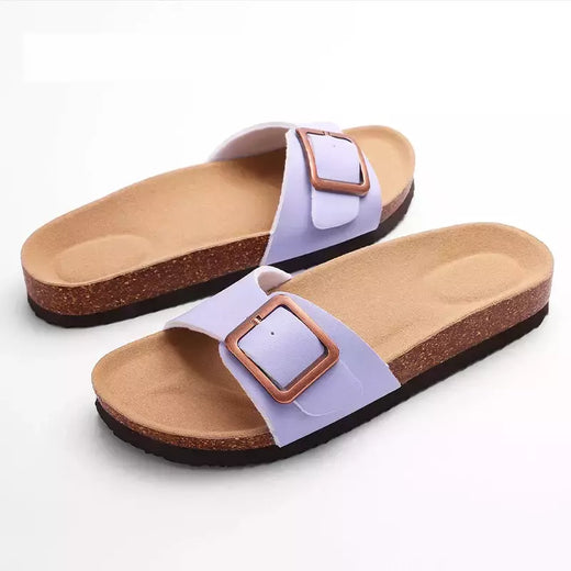 Chinelos Antiderrapantes Kidmi-Camurça para Homens e Mulheres, Mulas Clássicas de Cortiça, Sandálias Fivela Ajustável, Moda Exterior