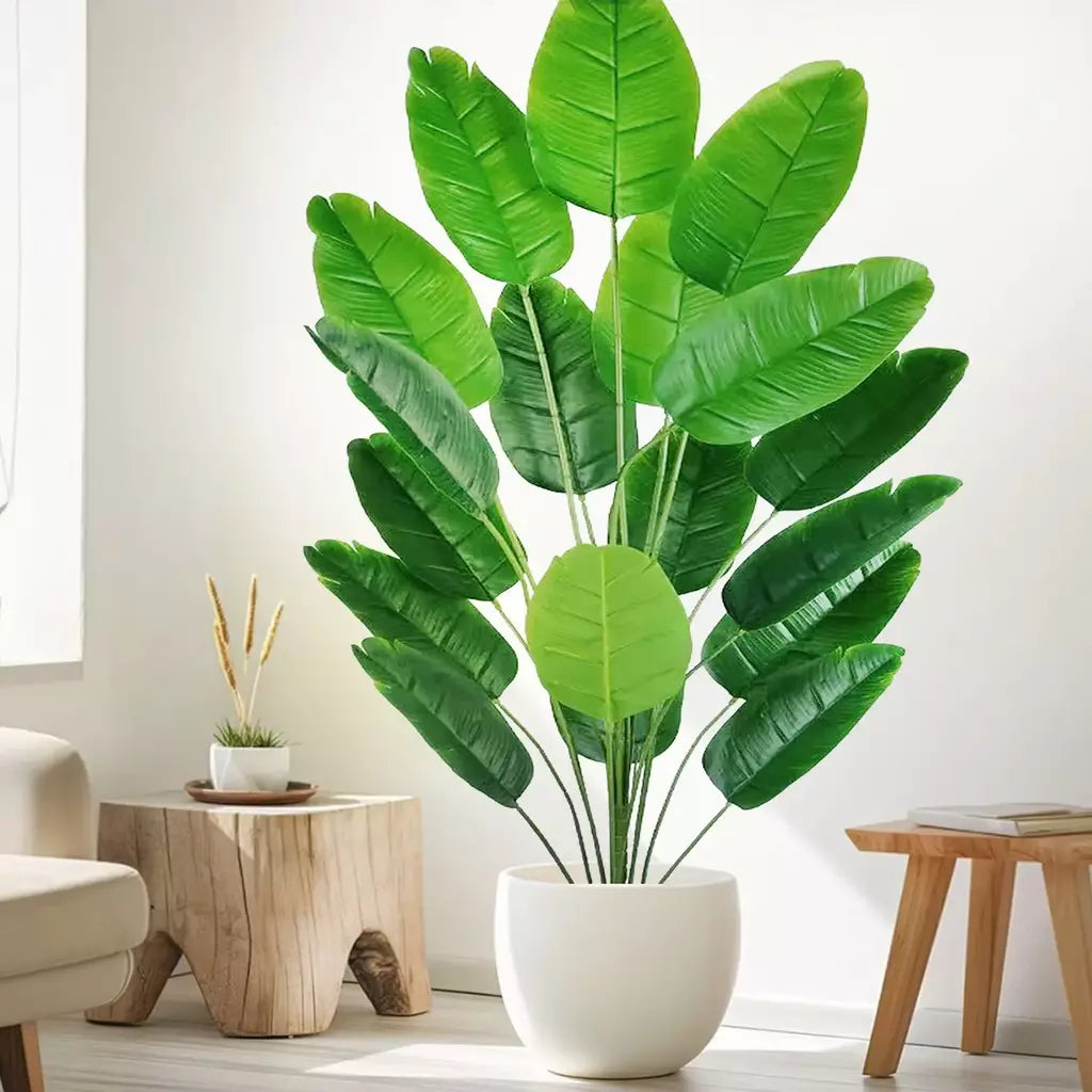 Palmeira tropical artificial 60-90-120cm(47,2 pol.) folhas de planta de banana falsa toque real planta de plástico strelitzia para jardim doméstico