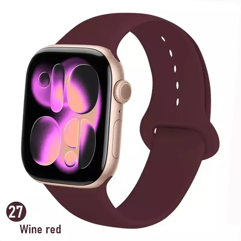Pulseiras de silicone para apple watch pulseira 44mm 45mm 40 41mm 42-46mm pulseiras esportivas iwatch série 10 11 9 8 7 6 5 4 se ultra 3/2 49mm