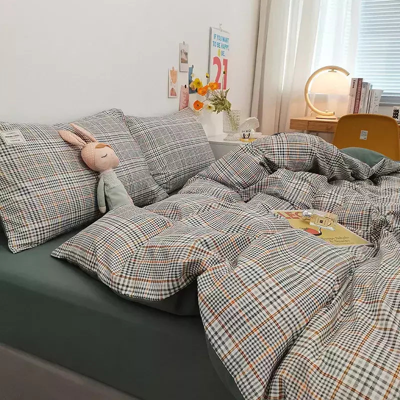 Microfibra Duvet Cover Set, escovado tecido de algodão lavado, manta Quilt, lençol, cama Set, Duplo, Rainha, Rei, 3 pcs, 4pcs