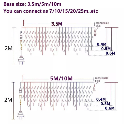 3.5m-40m luzes da corda do sincelo led luzes de fadas guirlanda de natal ao ar livre para o ano novo jardim quintal festa casamento terraço decoração