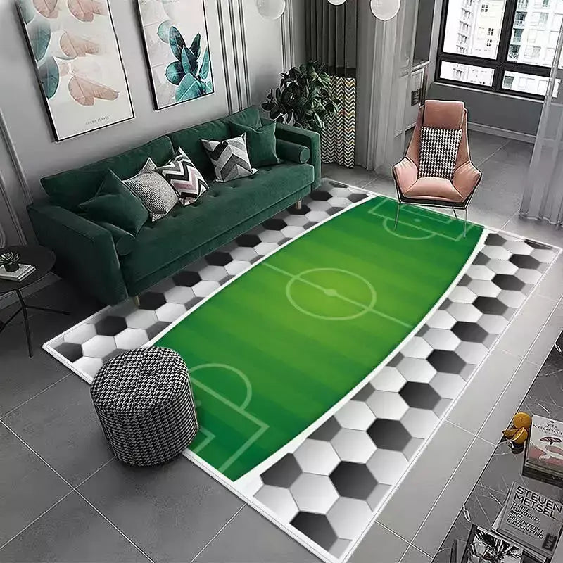 3D Campo de Futebol Tapete para Crianças Quarto Macio Tapete Tapete de Poliést