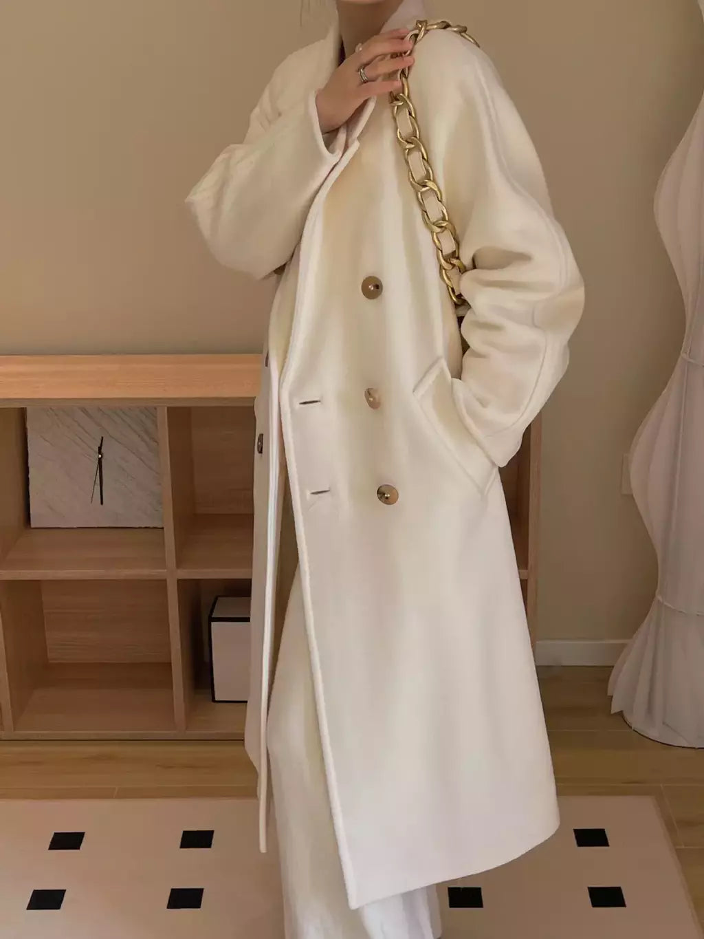 Casaco de Cashmere Camel Classic, casaco de lã de comprimento médio, novo, 101801, outono e inverno