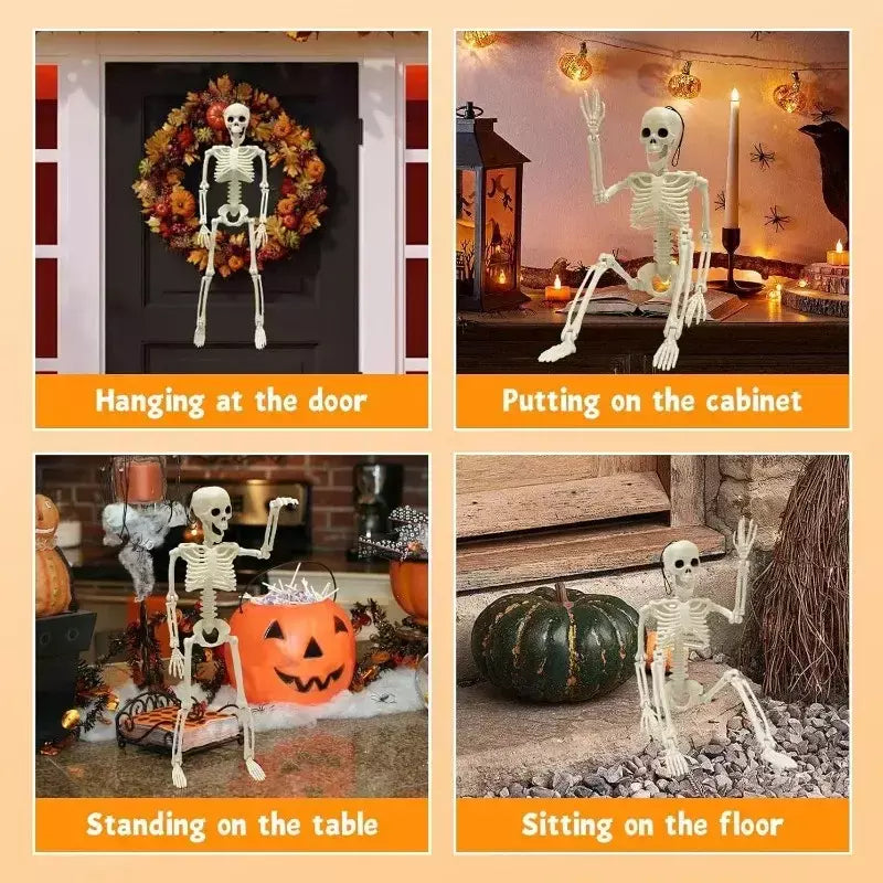 Esqueleto de forma humana de halloween de 40cm, esqueleto acessível, ossos de forma humana, decorações de herror de halloween, adereços de terror de casa assombrada