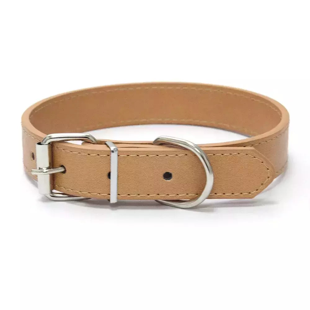 Coleira de couro para cachorro, cor sólida, ajustável, gato, filhote de cachorro, alça de pescoço, adequada para cães médios e pequenos, suprimentos para animais de estimação